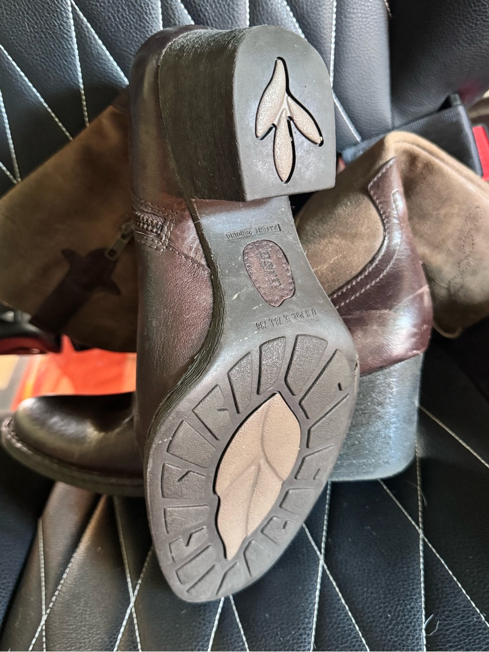 Born Two-Tone Brown Suede & Leather Western Heeled Boots - Picture 7 of 11